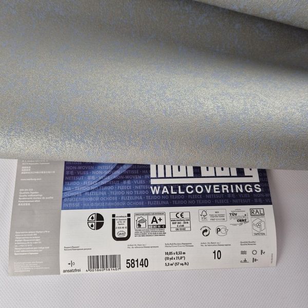 Шпалери вінілові на флізеліновій основі 0.53 &times; 10.05 м Marburg 58140, блакитно-золоті для спальні, вітальні, кабінету 2785922162 фото