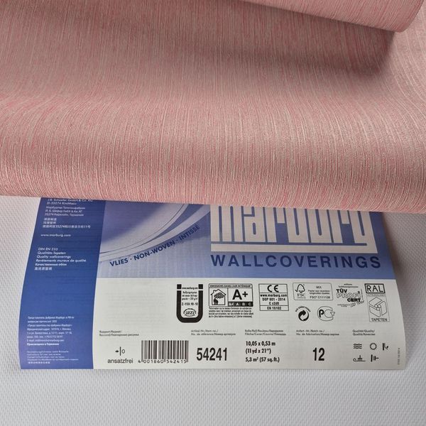 Шпалери вінілові на флізеліні 0.53 &times; 10.05 м Marburg 54241, пастельно-рожеві &mdash; для спальні, дитячої, вітальні 2785922006 фото